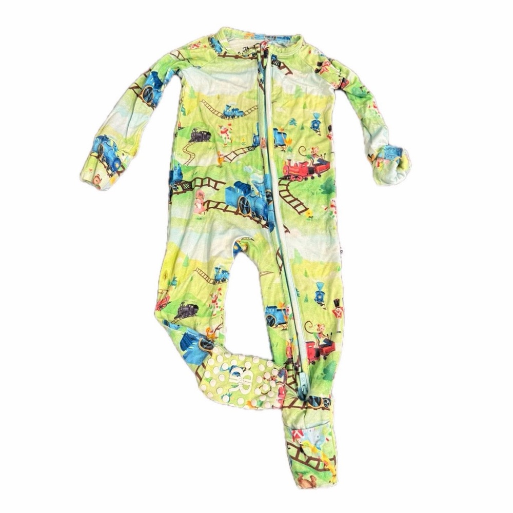Bums & roses the little engine that could bamboo sleeper pajamas 3-6 months